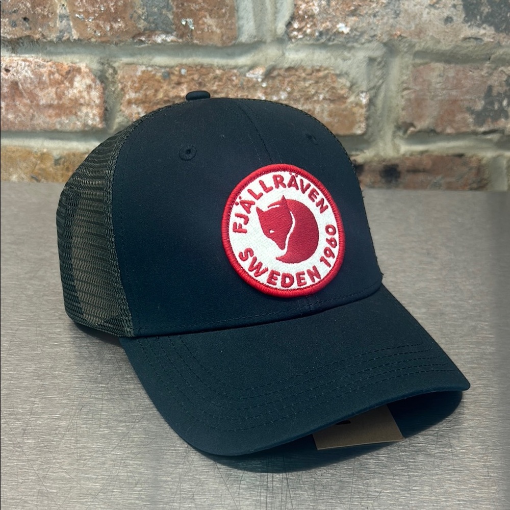 Fjallraven Black and Red Trucker Hat with Mesh Back